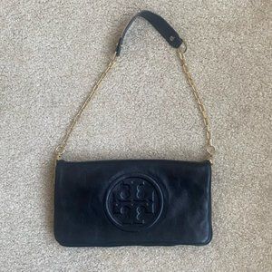 Tory Burch Reva Black Leather Shoulder Bag